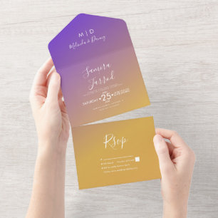 Gradient Lila Yellow Wedding All In One Einladung