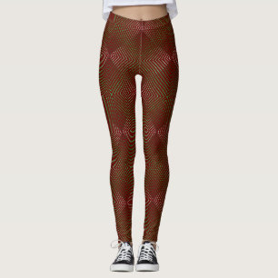 Gradient lines pattern 01.Green DRed BG Leggings
