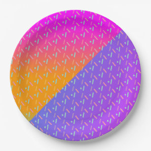 Gradient Neon and Sprinkles Dessert Party Pappteller