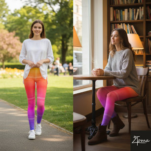 Gradient Neon Karo Tartan Moderner Stoff Leggings