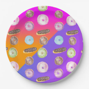 Gradient Neon Watercolor Mattiert Donut Pappteller