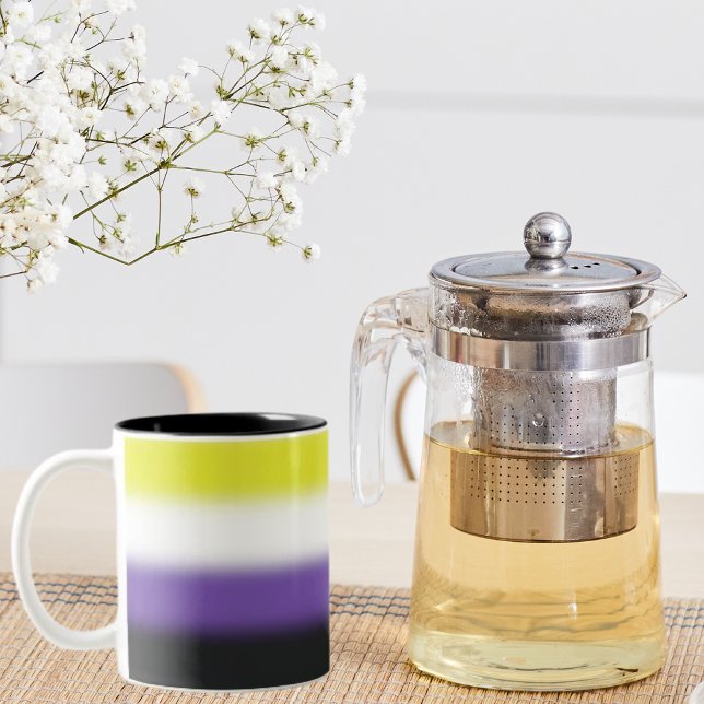 Gradient Nonbinary Prilag Flag - Nichtbinäre Flagg Zweifarbige Tasse (Von Creator hochgeladen)