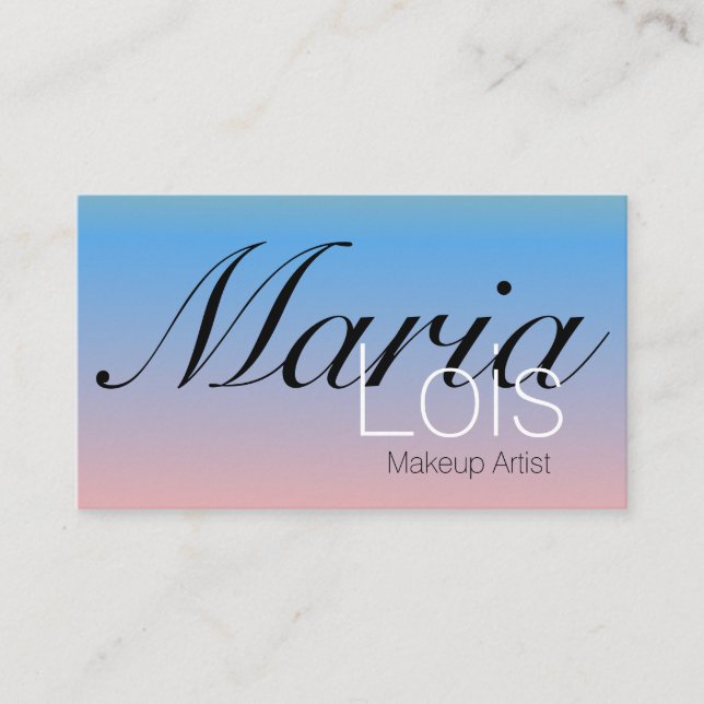 Gradient Ombré Beauty Makeup Artistry Pink Blue Visitenkarte (Vorderseite)