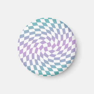 Gradient Ombre Blue Lilac Warped Karo überprüft Magnet