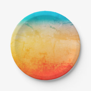 Gradient ombre Korallen-Rouge Beige Blau weich ver Pappteller