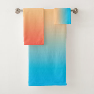 Gradient ombre Korallenblüte Beige Blau weiche ver Badhandtuch Set