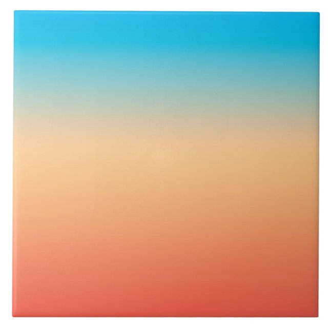 Gradient ombre Korallenblüte Beige Blau weiche ver Fliese (Vorderseite)