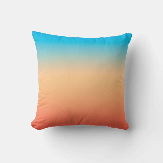 Gradient ombre Korallenblüte Beige Blau weiche ver Kissen (Vorderseite)
