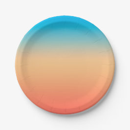Gradient ombre Korallenblüte Beige Blau weiche ver Pappteller
