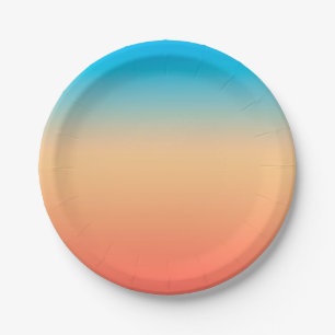 Gradient ombre Korallenblüte Beige Blau weiche ver Pappteller