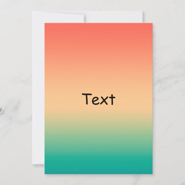 Gradient ombre Korallenrot Beige grüne weiche Farb Einladung (Vorderseite)