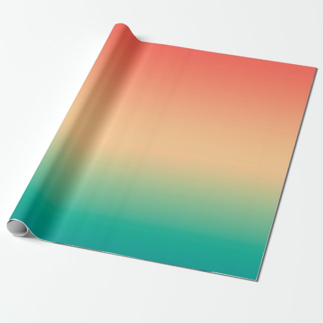 Gradient ombre Korallenrot Beige grüne weiche Farb Geschenkpapier (Ungerollt)