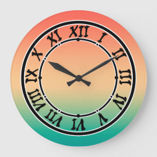Gradient ombre Korallenrot Beige grüne weiche Farb Große Wanduhr