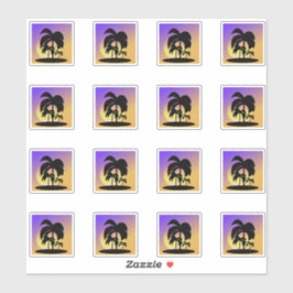 Gradient Palm Trees Sunset Vacation Set Aufkleber