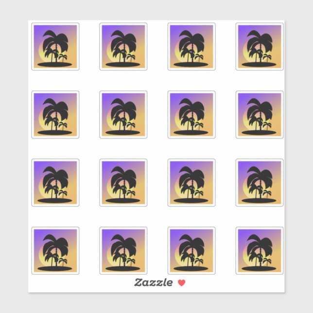 Gradient Palm Trees Sunset Vacation Set Aufkleber (Blatt)