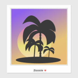Gradient Palm Trees Sunset Vacation Sticker