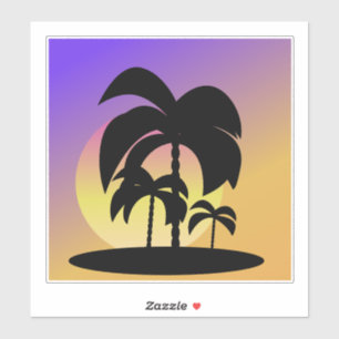 Gradient-Palmwedel-Sonnenuntergang-Urlaub-Aufklebe Aufkleber