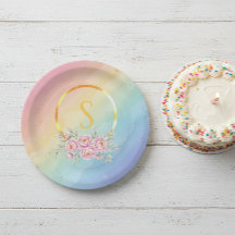 gradient party watercolor pink Paper Plates