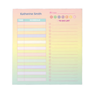 Gradient Pastel Niedlich Daily Schedule Notepad Notizblock