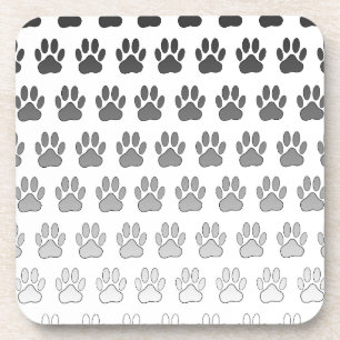 Gradient Paw Prints in Black & White & Gray Getränkeuntersetzer