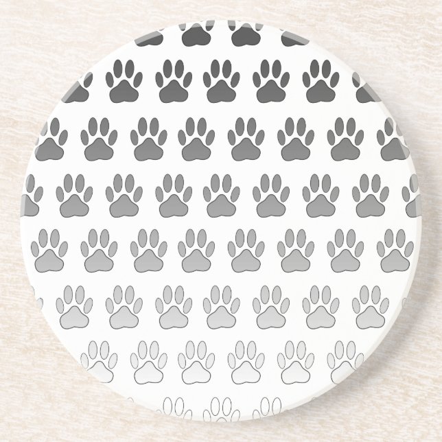 Gradient Paw Prints in Black & White & Gray Untersetzer (Vorne)