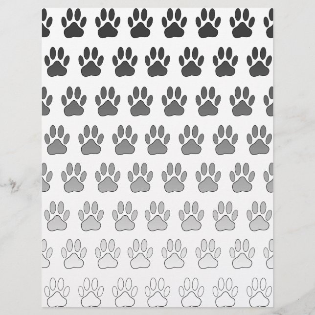 Gradient Paw Prints in Schwarz & Weiß & Grau (Vorderseite)