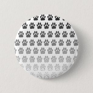 Gradient Paw Prints in Schwarz & Weiß & Grau Button