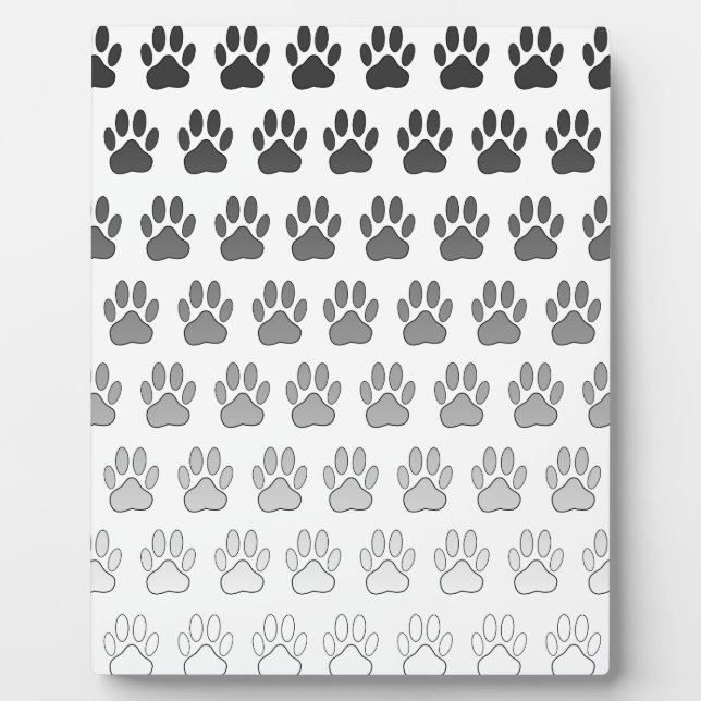 Gradient Paw Prints in Schwarz & Weiß & Grau Fotoplatte (Vorderseite)