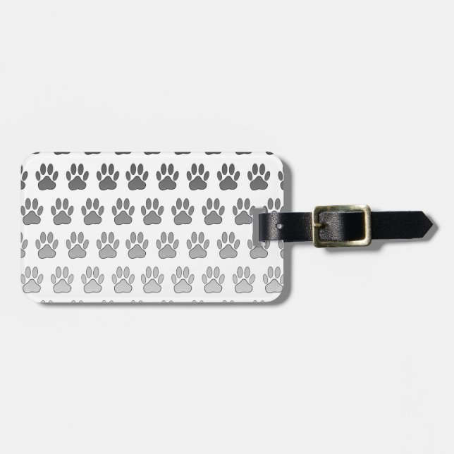 Gradient Paw Prints in Schwarz & Weiß & Grau Gepäckanhänger (Vorderseite horizontal)