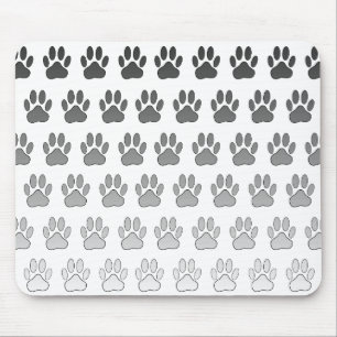 Gradient Paw Prints in Schwarz-weiß & grau Mousepad