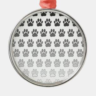 Gradient Paw Prints in Schwarz & Weiß & Grau Silbernes Ornament