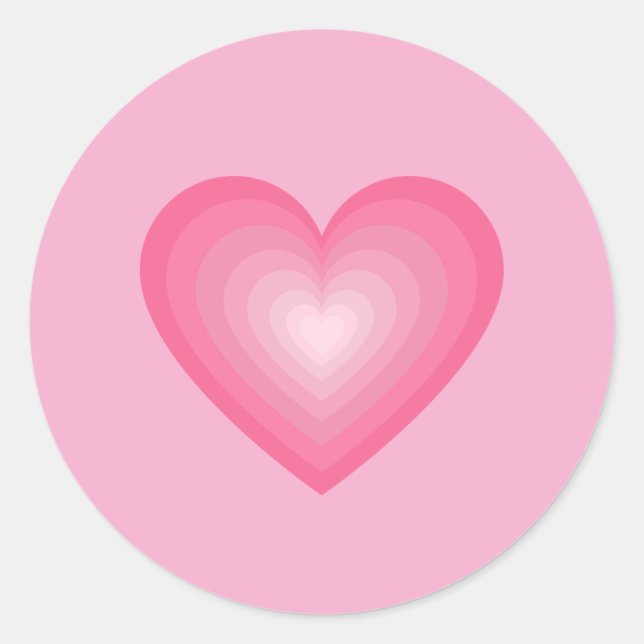 Gradient Pink Heart Design - Pastellrosa Liebe Zei Runder Aufkleber (Vorderseite)