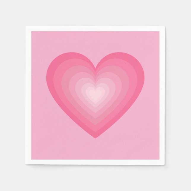 Gradient Pink Heart Design - Pastellrosa Liebe Zei Serviette (Vorderseite)
