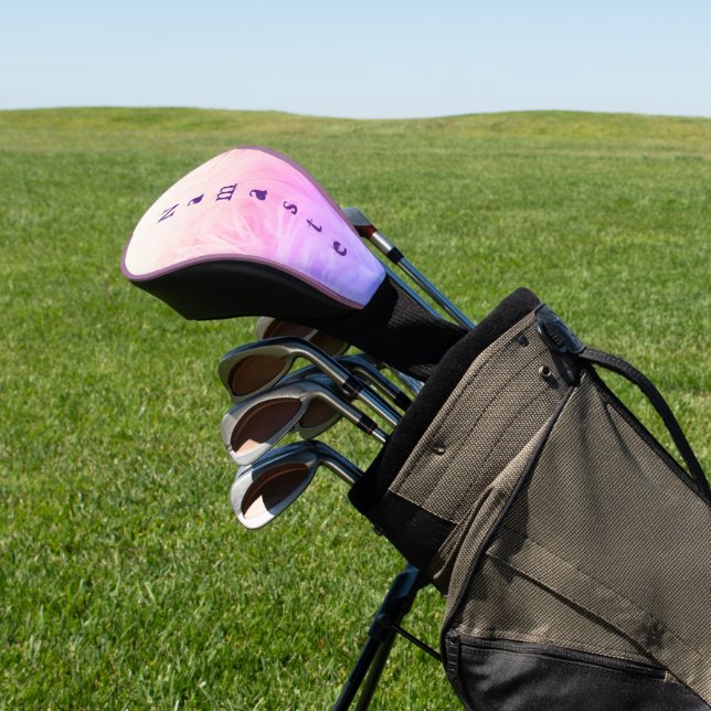 Gradient Pink Lila Print Namaste Trendy Chic Golf Headcover (In SItu)