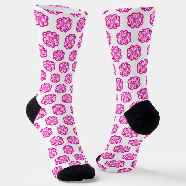 Gradient Pink&Purple Heart Shaped Abstract Pattern Socken (Gewinkelt)