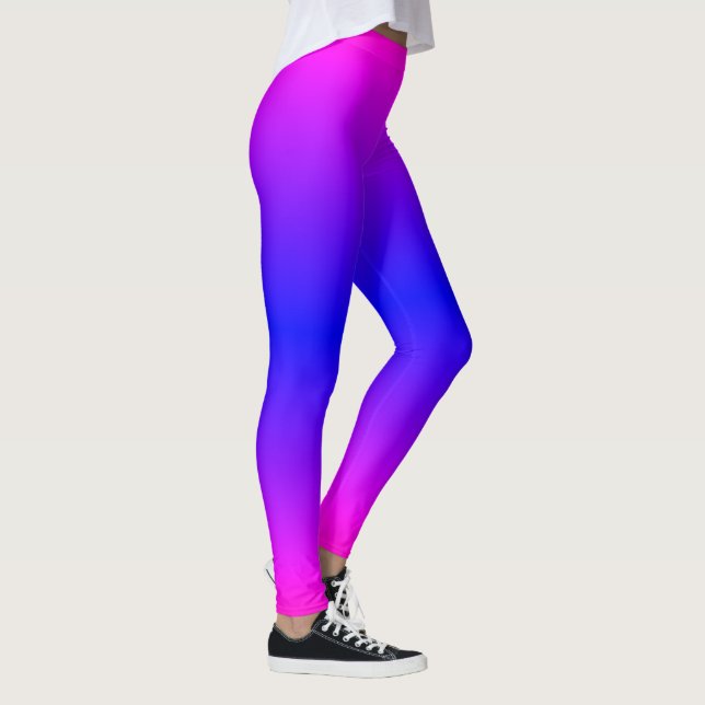 Gradient Purple Rose Bleu Neon Leggings temps de f (Droite)