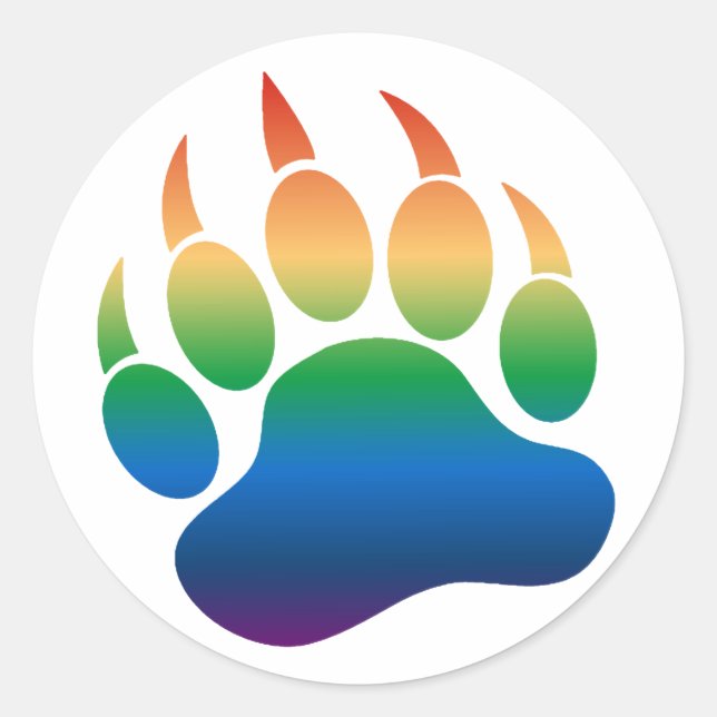Gradient Rainbow Bear Paw/Claw-Aufkleber Runder Aufkleber (Vorderseite)