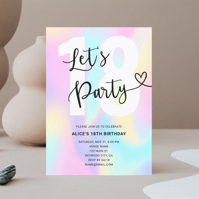 Gradient Rainbow Calligraphy Herz Geburtstag Einladung (Von Creator hochgeladen)