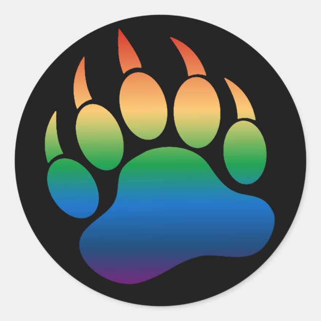 Gradient Rainbow flag Gay Bear Paw /Claw - Aufkleb Runder Aufkleber (Vorderseite)