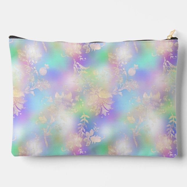 Gradient Rainbow Pattern und Gold Geblüht Zubehörtasche (Rückseite)