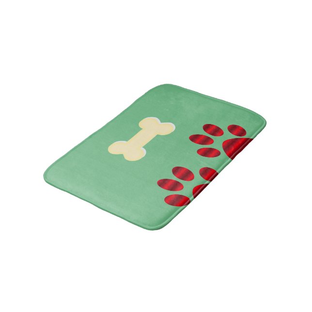 Gradient Red Paw/Dog Bone Badematte (Schrägansicht)