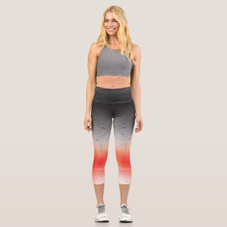 Gradient Red to Gray Ombre Leggings