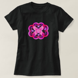 Gradient Rosa und Lila Herzförmiges abstraktes Mus T-Shirt