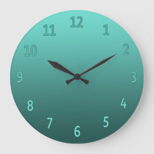 Gradient schlicht farbig Aquamarin Große Wanduhr