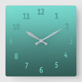 Gradient schlicht farbig Aquamarin Quadratische Wanduhr