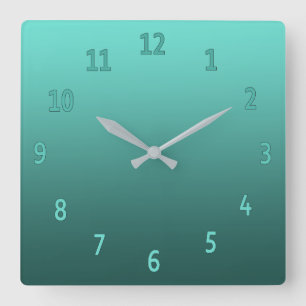 Gradient schlicht farbig Aquamarin Quadratische Wanduhr