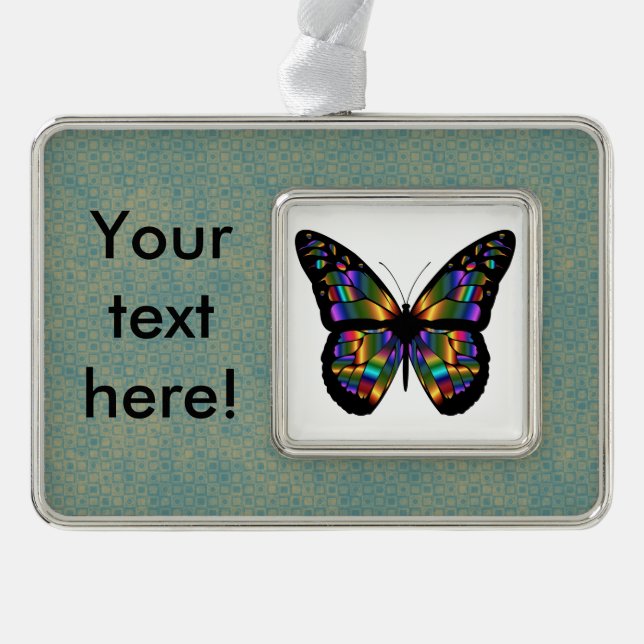 Gradient-Schmetterling-Cartoon Rahmen-Ornament Silber (Vorderseite)