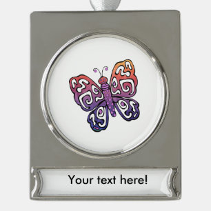 Gradient-Schmetterling-Clipart Banner-Ornament Silber