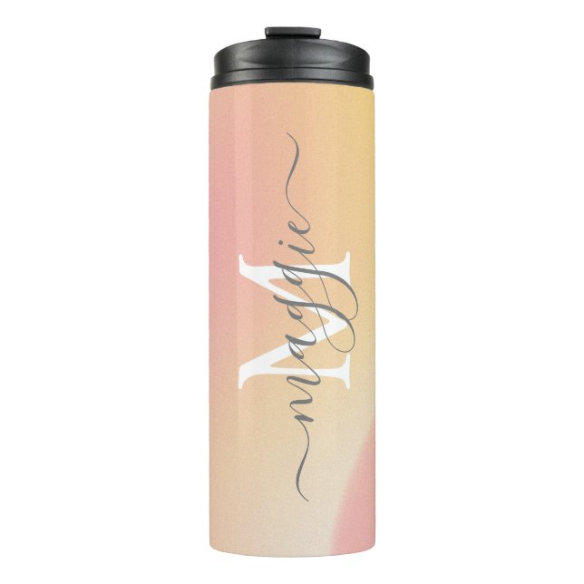 Gradient Script Monogram Thermal Tumbler Thermosbecher (Vorderseite)