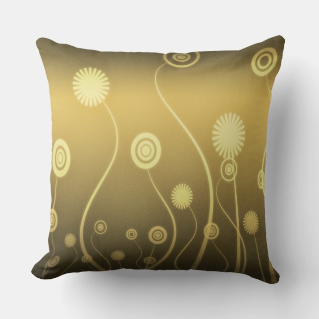 Gradient Shades of Gold and Brown Wirble Blume Kissen (Vorderseite)
